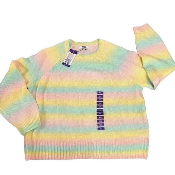 BB Dakota by Steve Madden Yellow Pastel Ombre Pullover Sweater Plus Size XXL New - Picture 3 of 12